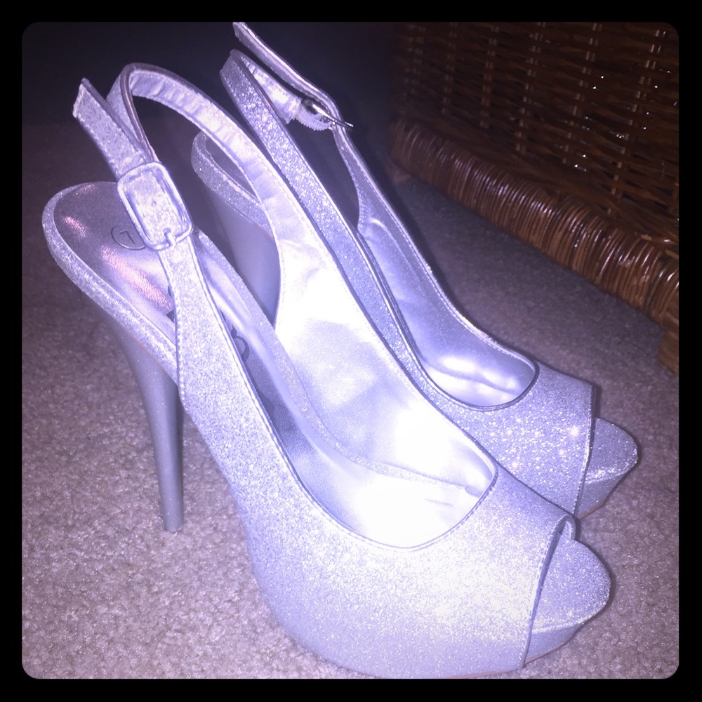 Platform Silver GLITTER heels